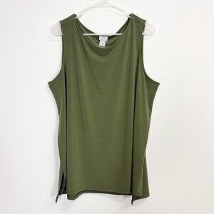 Chico's Tank Top Womens 3 16 18 Green Sleeveless Stretch Tunic Blouse Casual